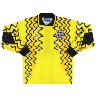 1992-93 England Umbro Goalkeeper Shirt #1 L.Boys - England / Excellent / Youth