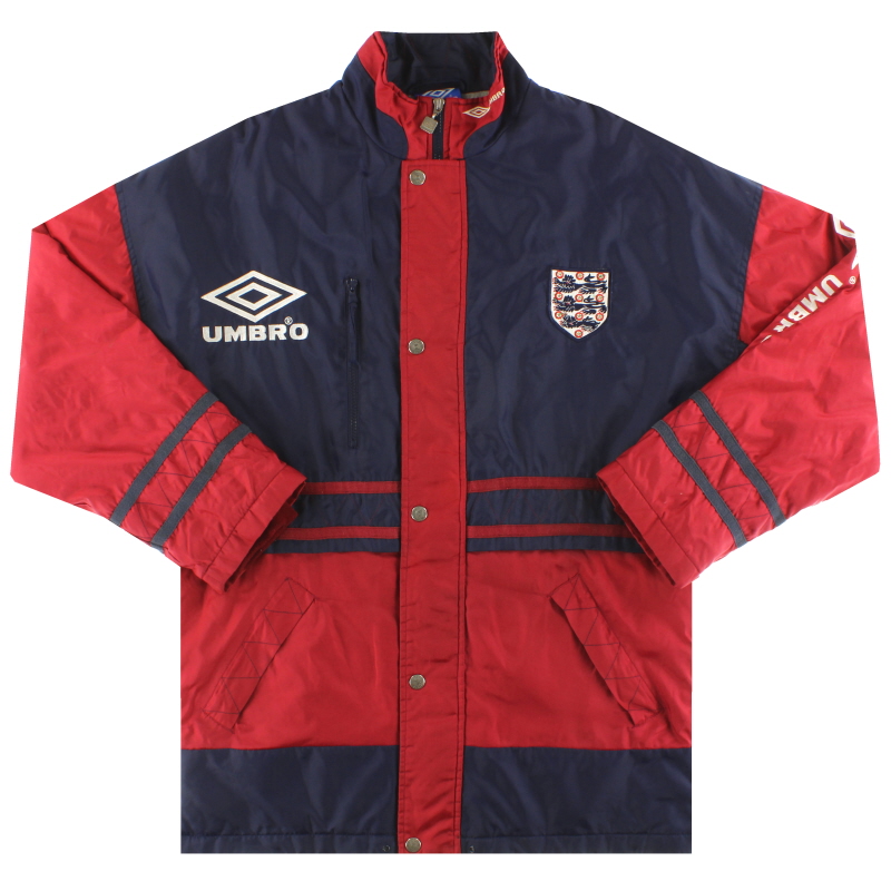 1992-93 England Umbro Padded Bench Coat S - Retro England Shirts