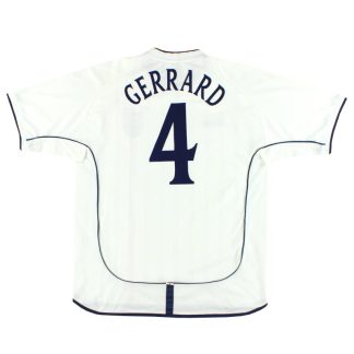 2001-03 England Umbro Home Shirt Gerrard #4 L - England / Excellent / Large