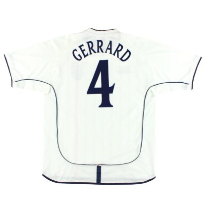 2001-03 England Umbro Home Shirt Gerrard #4 L - England / Excellent / Large