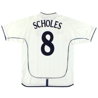 2001-03 England Umbro Home Shirt Scholes #8 L - England / Excellent / Large