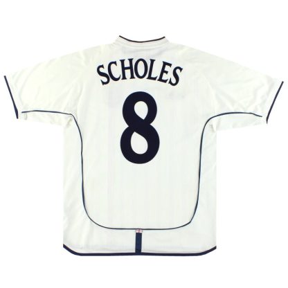 2001-03 England Umbro Home Shirt Scholes #8 L - England / Excellent / Large