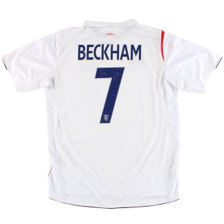 2005-07 England Umbro Home Shirt Beckham #7 L - England / Very Good / Large