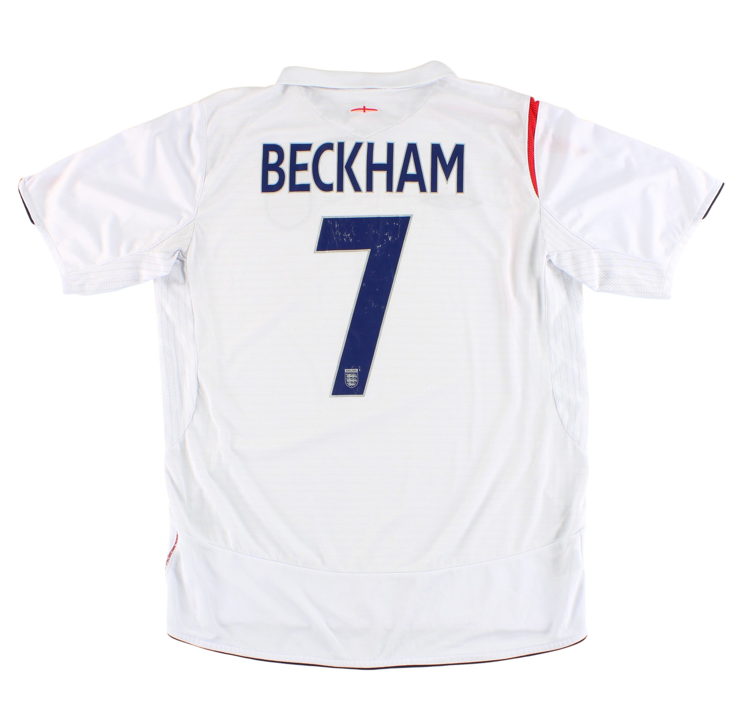 2005-07 England Umbro Home Shirt Beckham #7 L - England / Very Good / Large