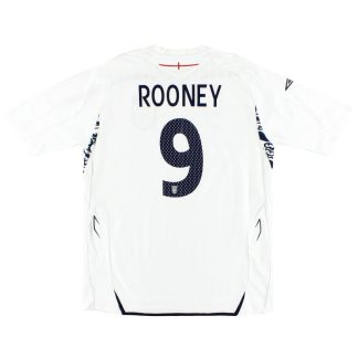 2007-09 England Umbro Home Shirt Rooney #9 *Mint* XXXL - England / Mint / XXXL