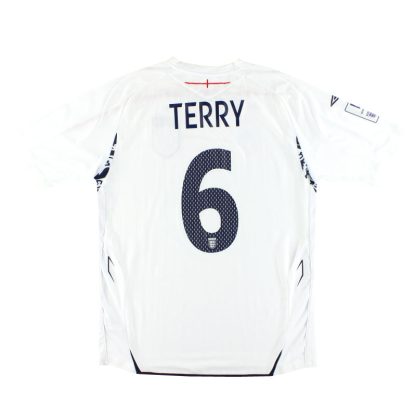 2007-09 England v Brazil Umbro Home Shirt Terry #6 L - England / Excellent / Large