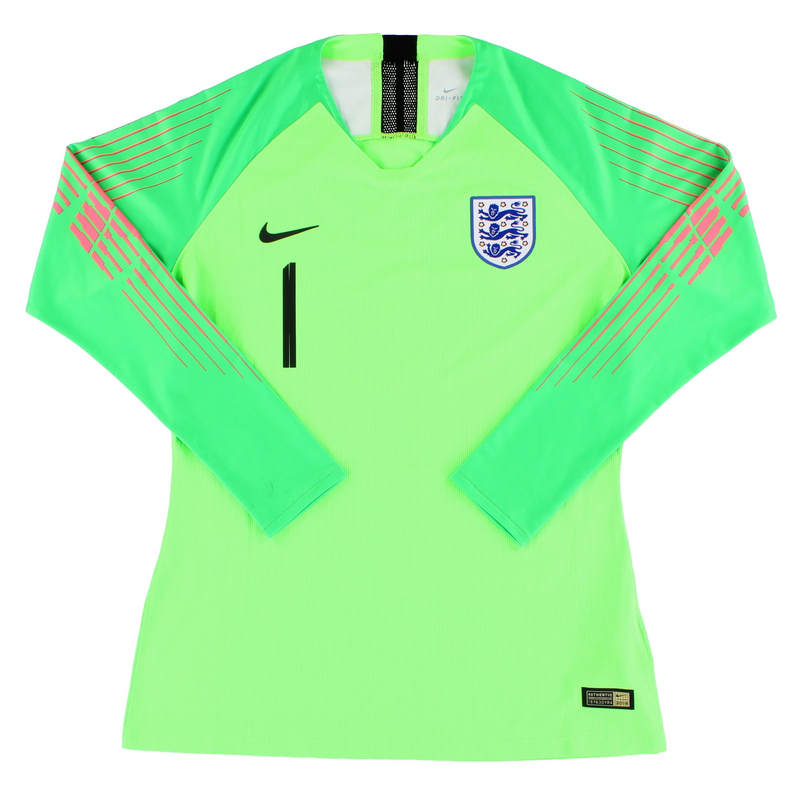 2018-19 England Women's Nike Player Issue Goalkeeper Shirt #1 *As New* M - England / As New / Medium
