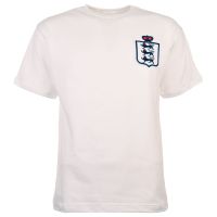 England White Short Sleeve Kids Retro Football Shirt